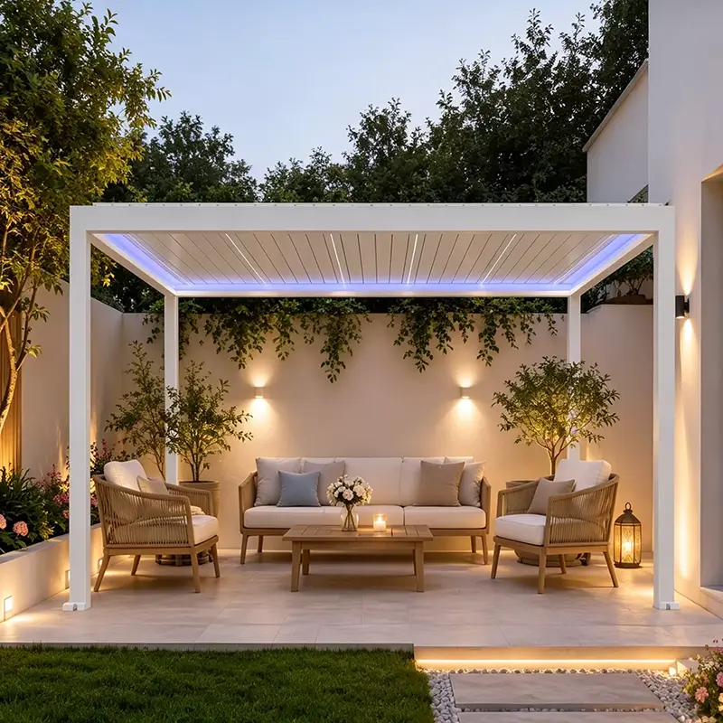 Motoros visszahúzható zsalugáteres pergola